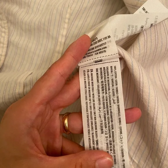 Abercrombie fitch women strip off white long sleeve button down shirt XXS - Picture 4 of 6